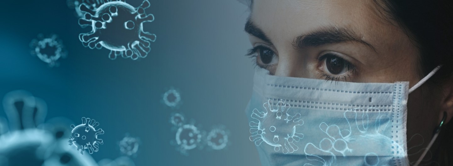 Close-up photo of person wearing a surgical mask