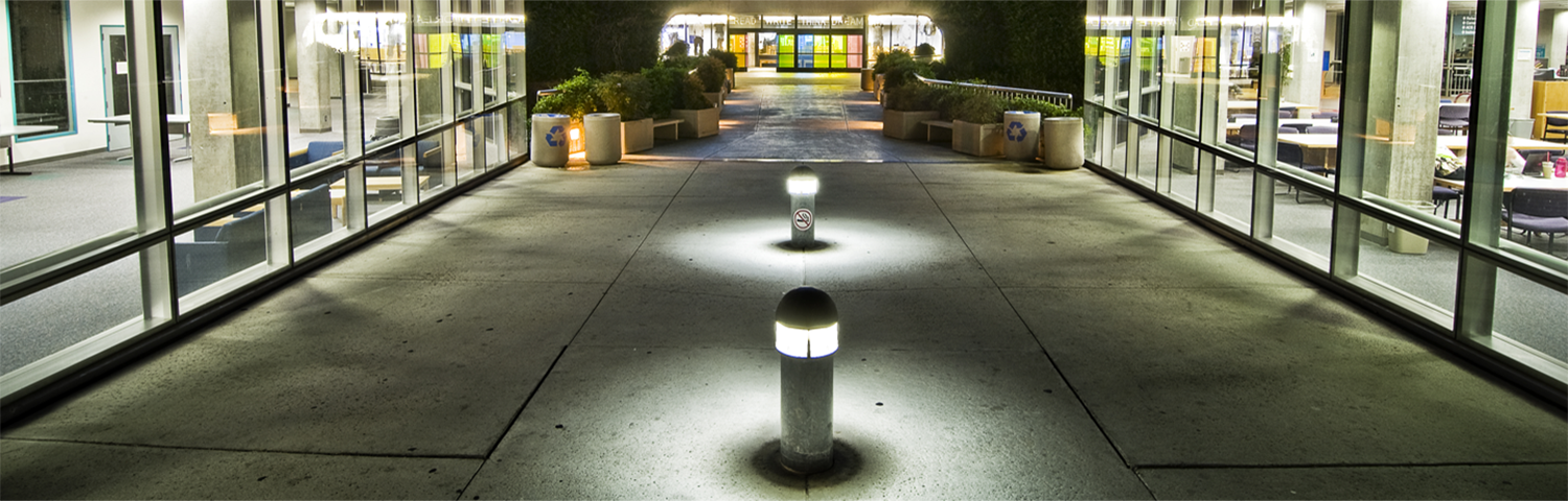 Geisel library main entrance at night